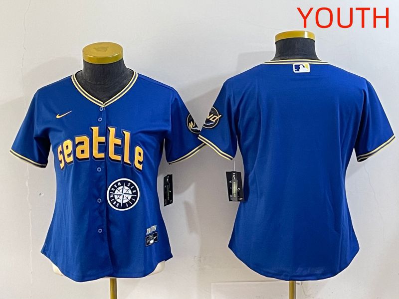 Youth 2025 Seattle Mariners Blank Blue City Edition Nike MLB Jersey style 4->youth mlb jersey->Youth Jersey